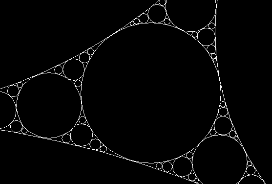 Tre parti, tutte e tre simili all'intero setaccio apolloniano